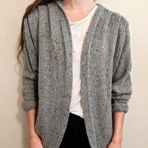 Heathered Grey Wool Blend Cardigan- Bianca Nygard